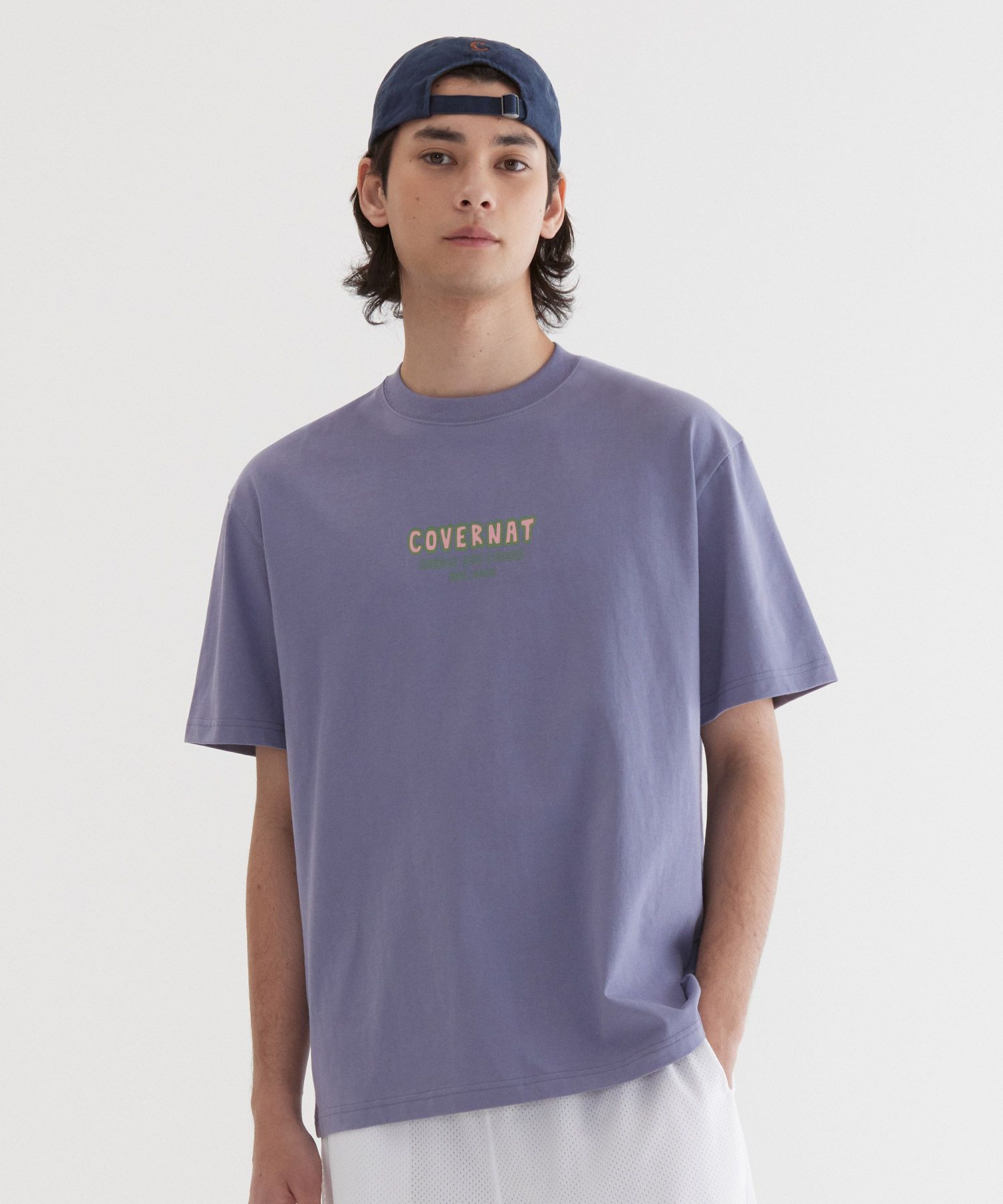 Tシャツ・カットソー COVERNAT Small typography graphic t-shirt Purple MUSINSA | COVERNAT Small typography graphic t-shirt Purple