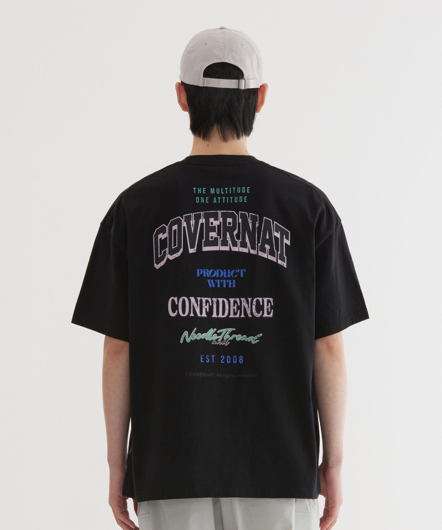 Tシャツ・カットソー COVERNAT Multicolor Logo Graphic T-Shirt 5SA270 MUSINSA | COVERNAT Multi Logo Typography Graphic T-Shirt Black