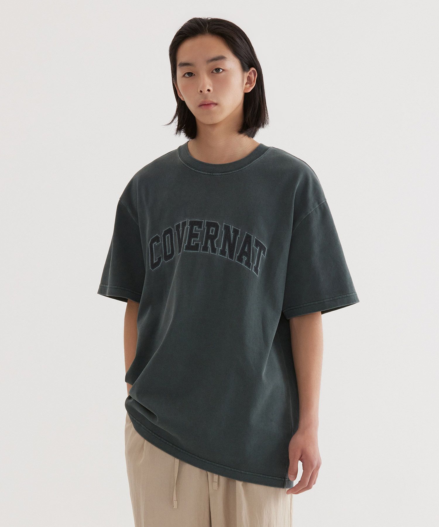 [COVERNAT] Arch Applique Dyed T-Shirt /追跡付 MUSINSA | COVERNAT Arch Applique Dyed T-Shirt Khaki