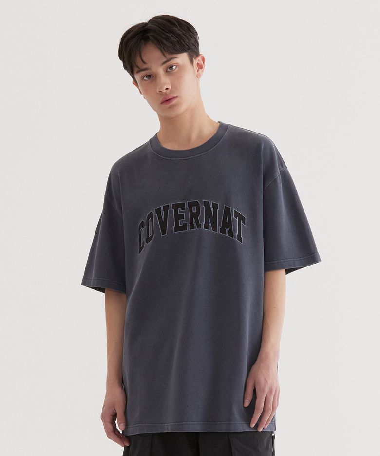 아치 아플리케 다잉 티셔츠 Dark Navy