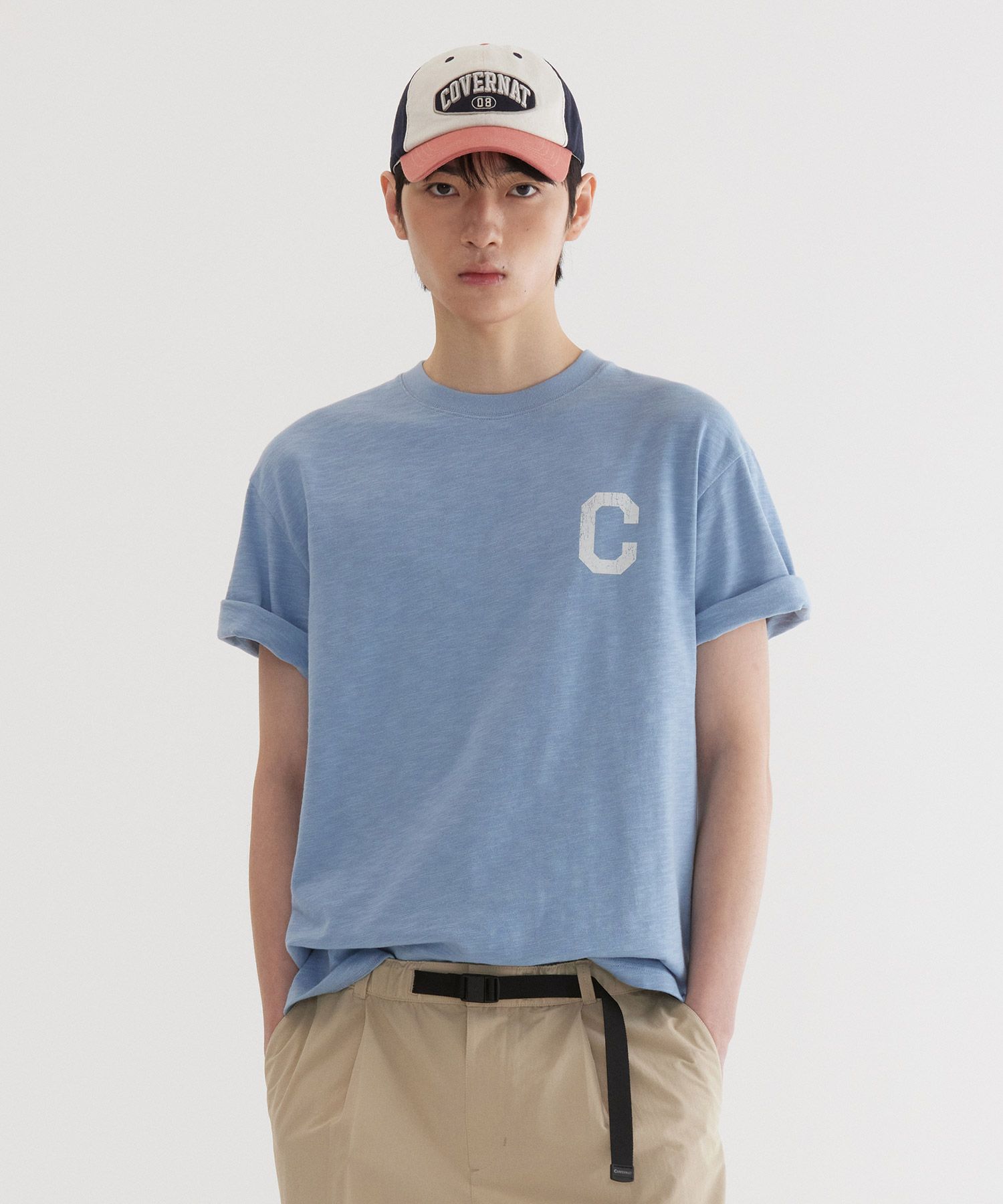 COVERNATのSlub Crack C Logo T-Shirt 全3色 MUSINSA公式 | COVERNAT Slub Crack C Logo T-Shirt Blue