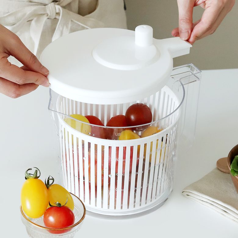 콤팩트 만능 야채 탈수기 핸들 손잡이형 2.5L