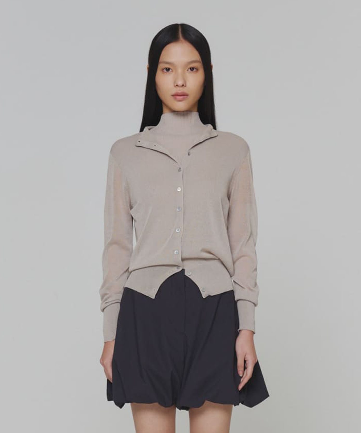 トップス AMOMENTO SHEER CARDIGAN Black Wholegarment Sheer Cardigan by AMOMENTO on Sale