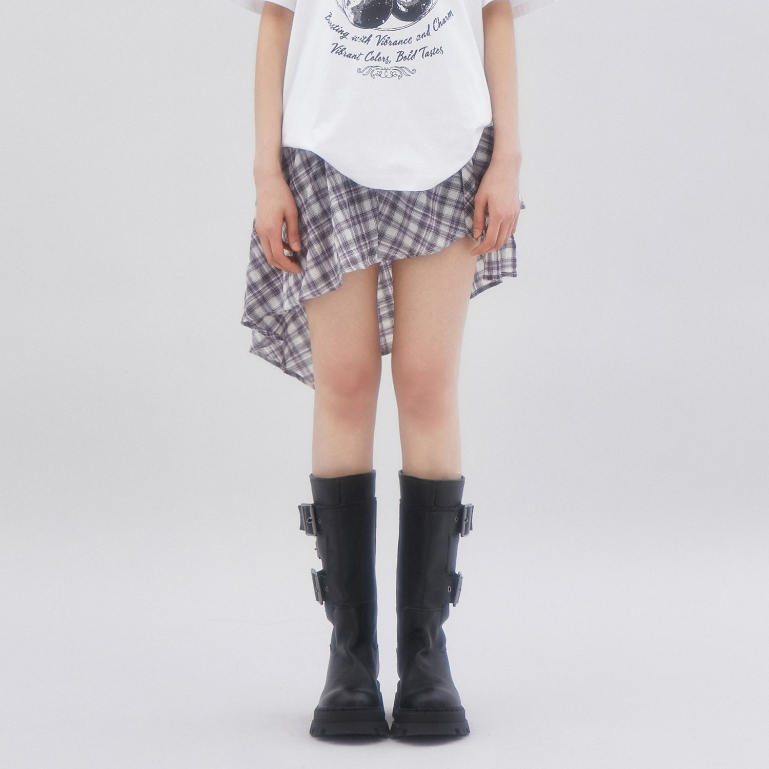 ★lalafox★UNBALANCE WRAP CHECK SKIRT★Purple★韓国★大人気 MUSINSA | LALAFOX UNBALANCE WRAP CHECK SKIRT PURPLE BR2WS003