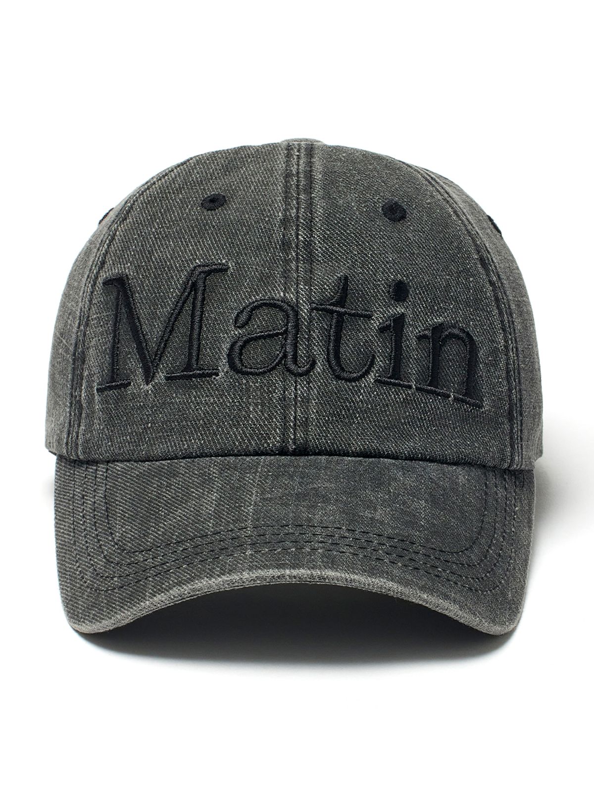 마뗑킴(MATIN KIM) MATIN LOGO WASHED BALL CAP IN BLACK