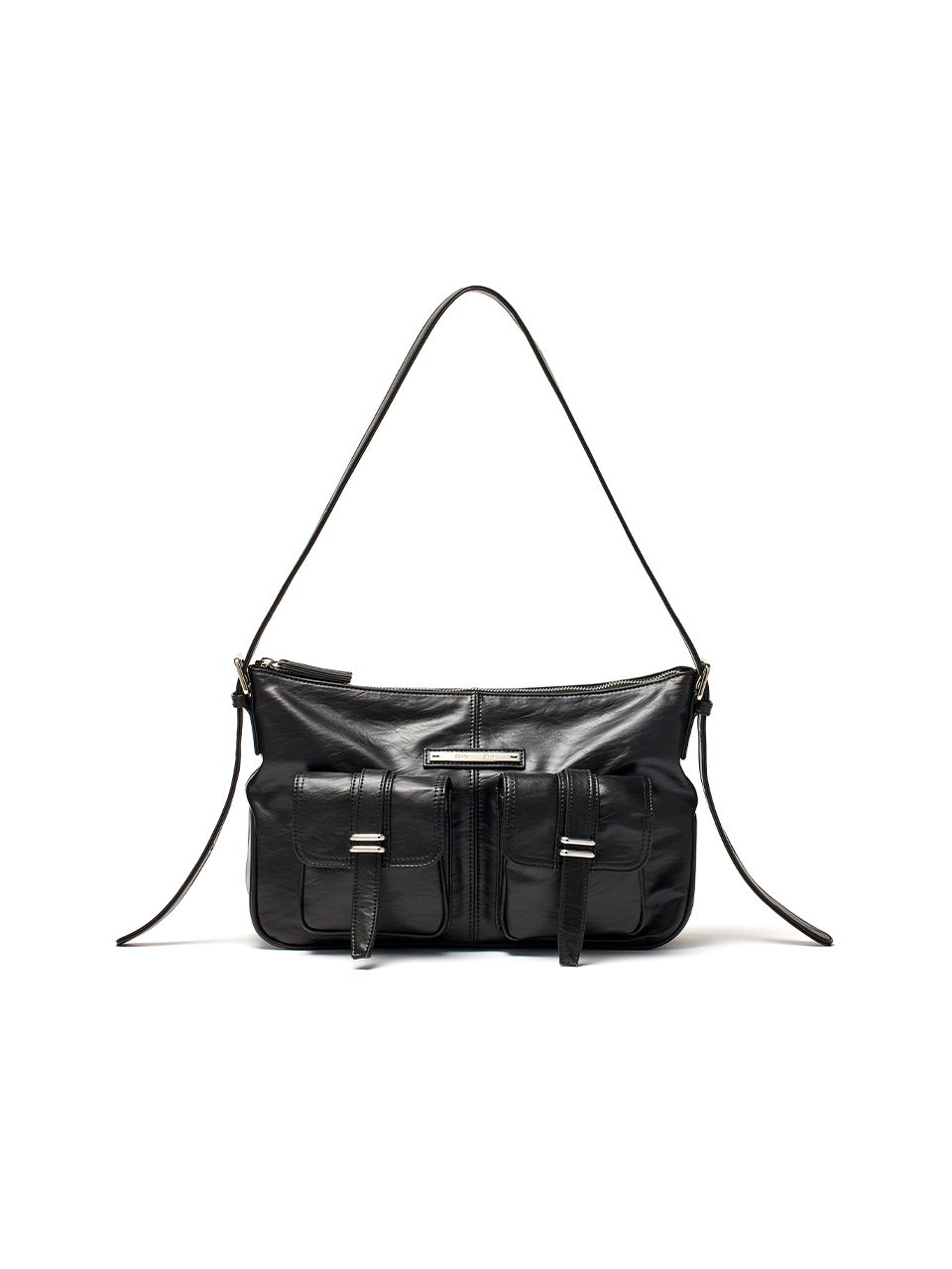 MUSINSA | MATIN KIM DOUBLE POCKET SHOULDER BAG IN BLACK