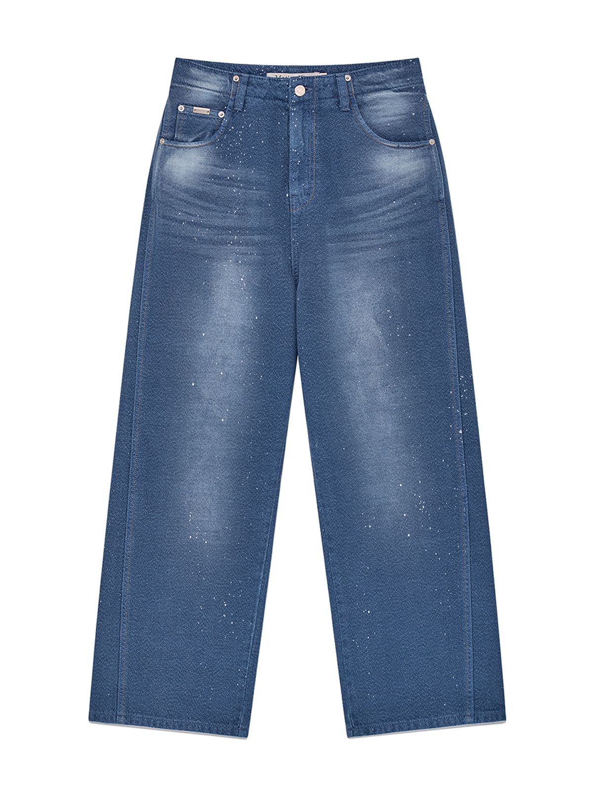 마뗑킴(MATIN KIM) BACK LINE POINT SOFT SHINY DENIM PANTS IN BLUE