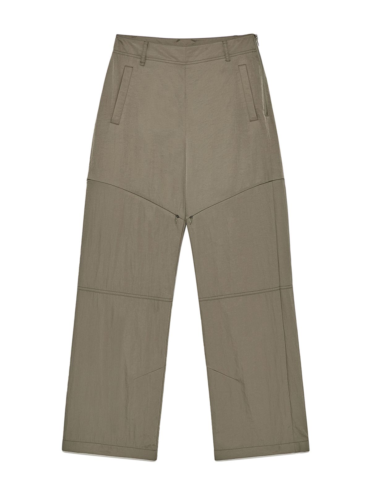 마뗑킴(MATIN KIM) ZIPPER DETAIL NYLON PANTS IN KHAKI
