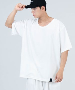 T2501 테리 오버핏 보트넥 반팔티 [화이트]