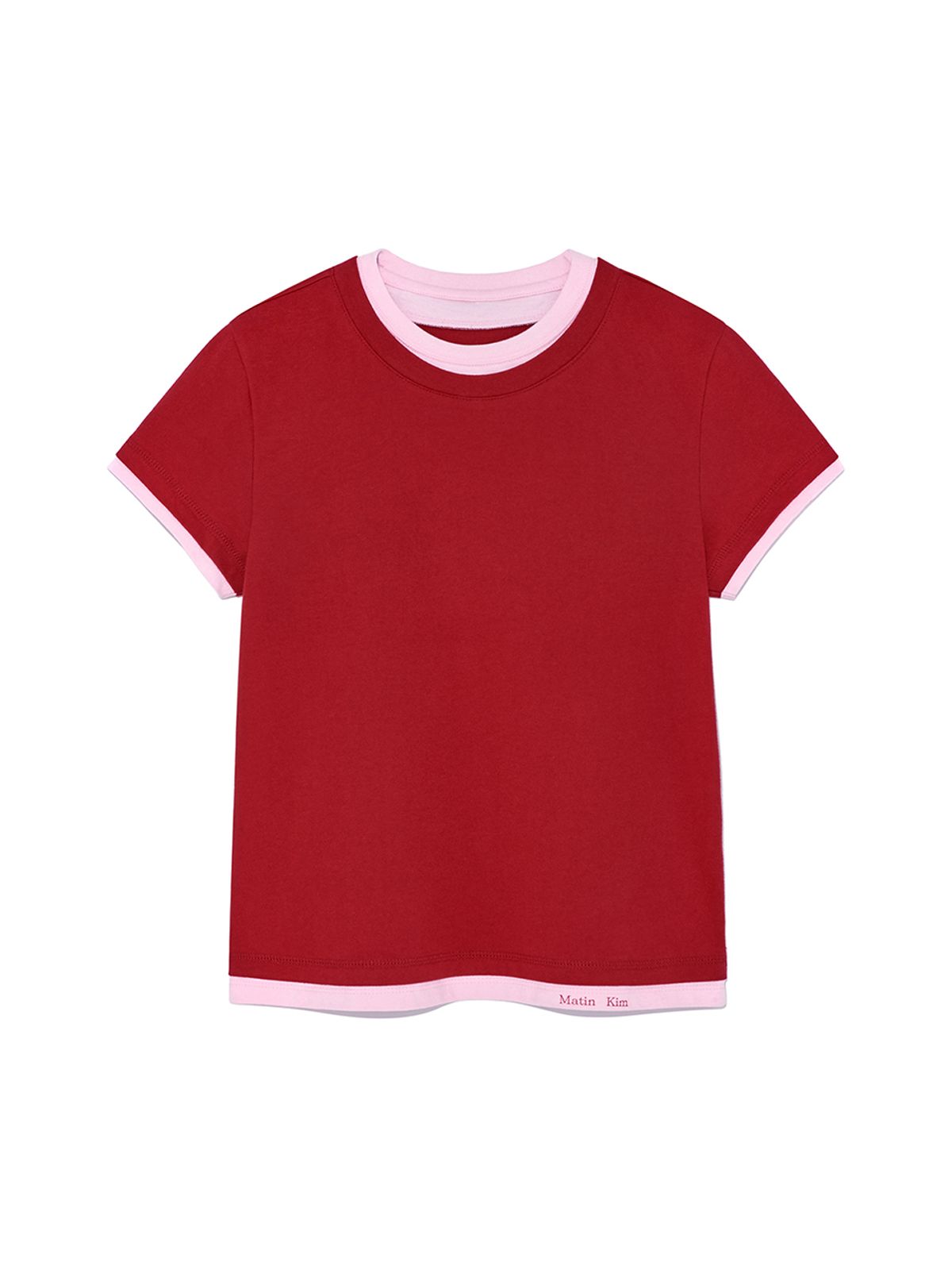 마뗑킴(MATIN KIM) COLOR POINT LAYERED TOP FOR WOMEN IN RED