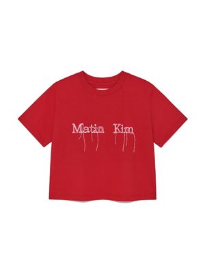 LOGO THREAD POINT CROP TOP IN RED