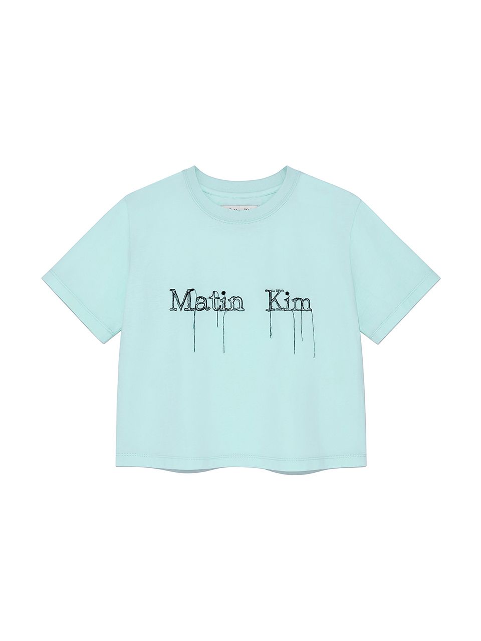 MUSINSA公式 | MATIN KIM LOGO THREAD POINT CROP TOP IN LIGHT BLUE