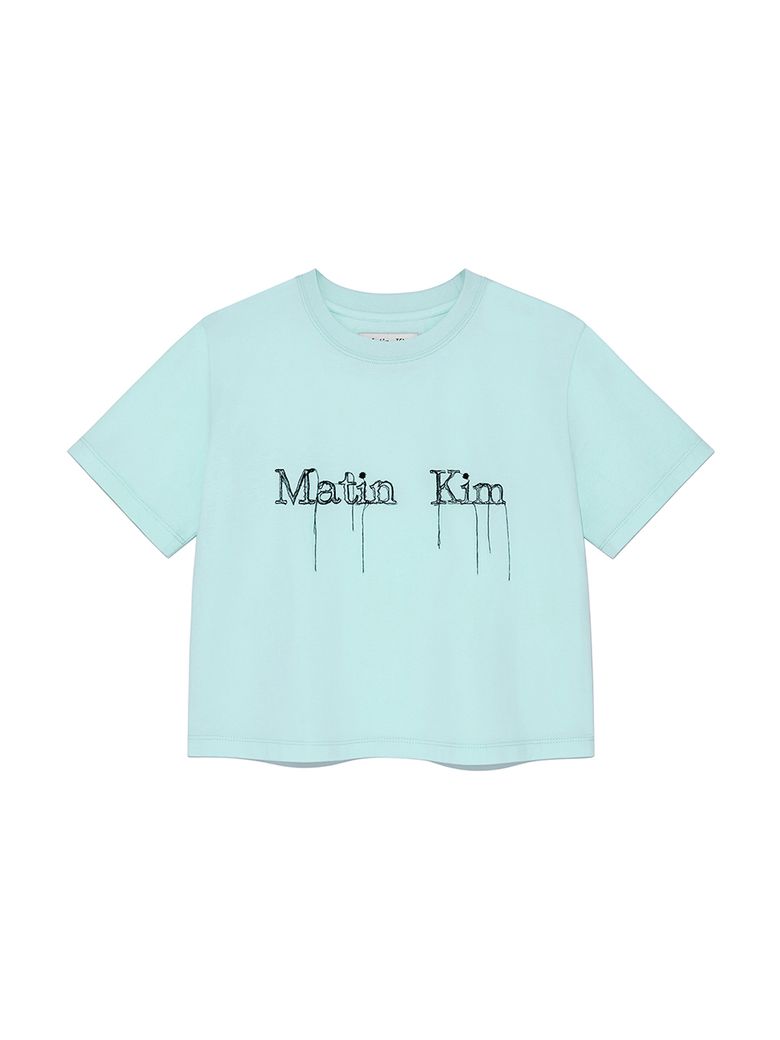 LOGO THREAD POINT CROP TOP IN LIGHT BLUE