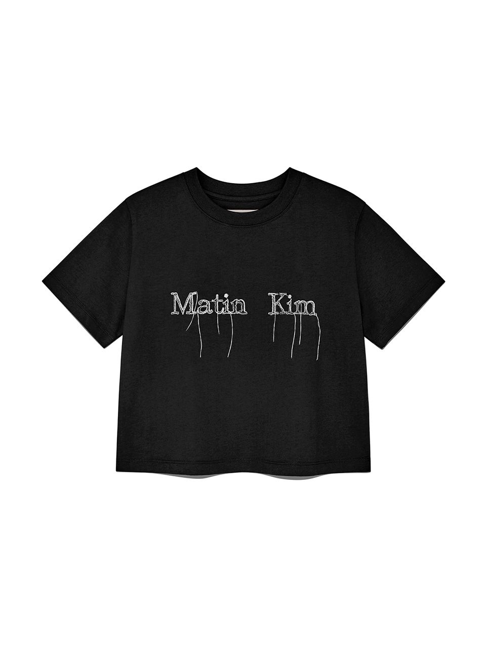 CUTTED LOGO CROP TOP IN BLACK – Matin Kim