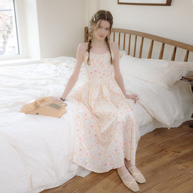 DD_Sling flower dress_CREAM