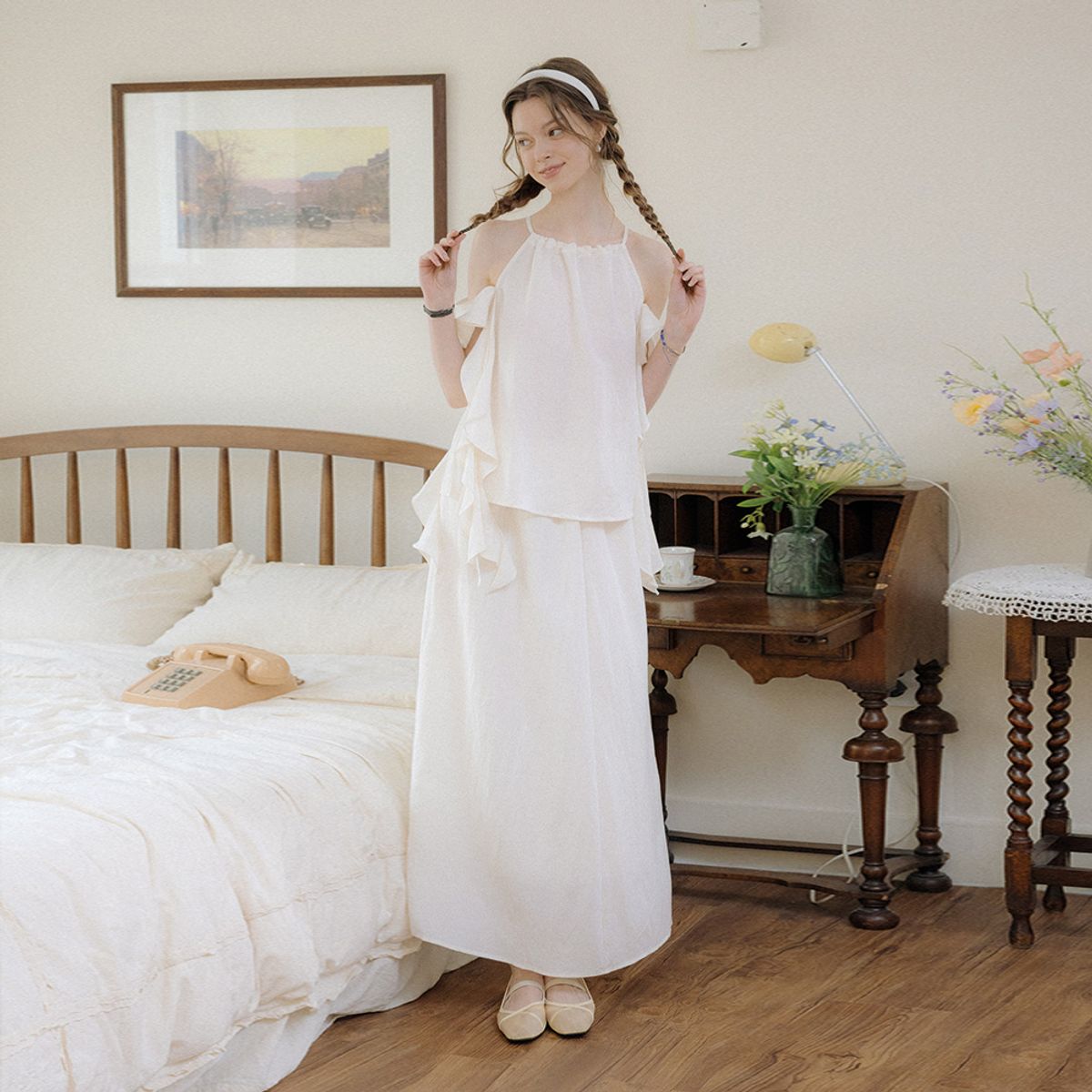 던드롭(DUNDROP) DD_Sleeveless top and skirt set_IVORY