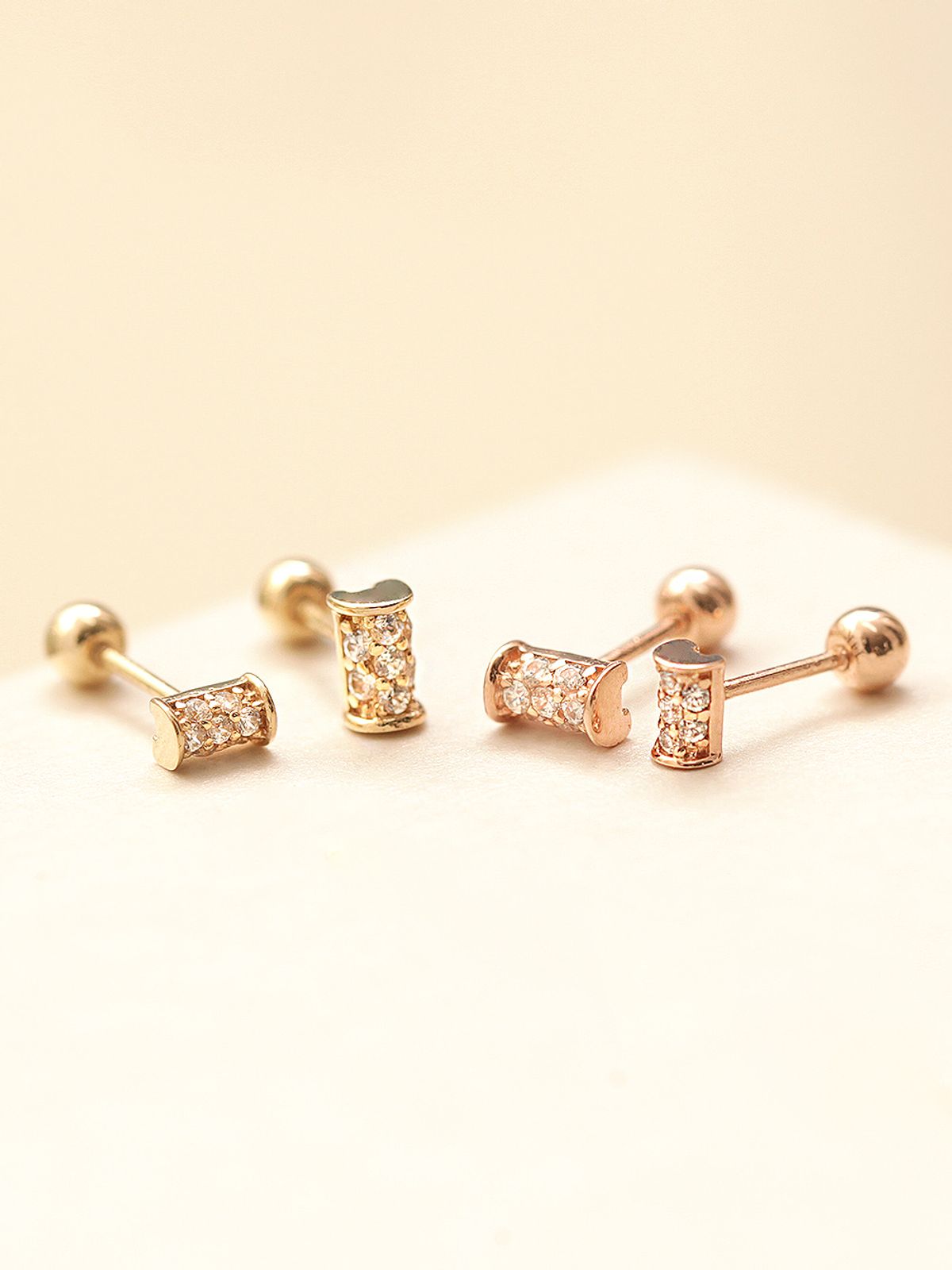 미니멀피어싱(MINIMALPIERCING) 14K 미니 해머 큐빅 피어싱 귀걸이