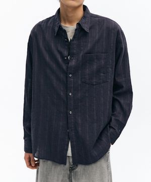 쉐도우 스트라이프 오버 셔츠_다크퍼플
