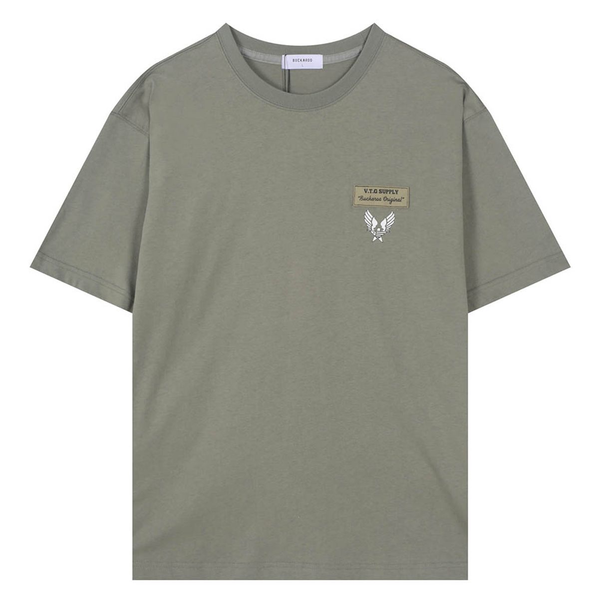 버커루(BUCKAROO) 20수 싱글 루즈핏 AVIATOR 반팔 티셔츠 카키