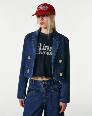 TAILOR SEMI CROP DENIM JACKET [BLUE]