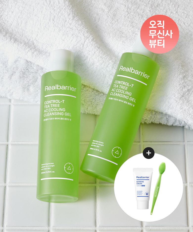 컨트롤-T  티트리 AC 쿨링 클렌징 젤 200MLX 2개+[증정]익스트림크림라이트25ML+모공브러쉬