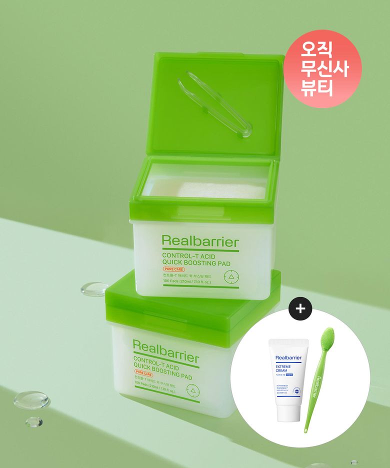 컨트롤-T 애씨드 퀵 부스팅 패드 100매X 2개+[증정]익스트림크림라이트25ML+모공브러쉬