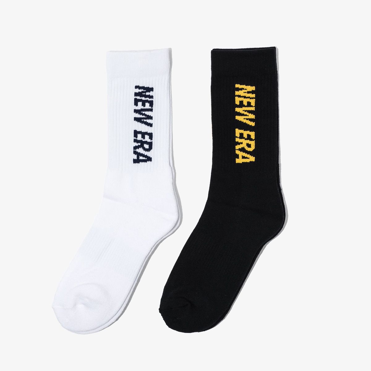 뉴에라(NEW ERA) 뉴에라 스크립트 크루 삭스 2팩 블랙/화이트 14475418