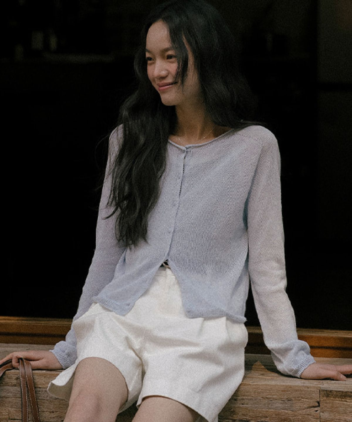 틸아이다이(TILL I DIE) Linen blended round cardigan TISU01CD02_Sky blue