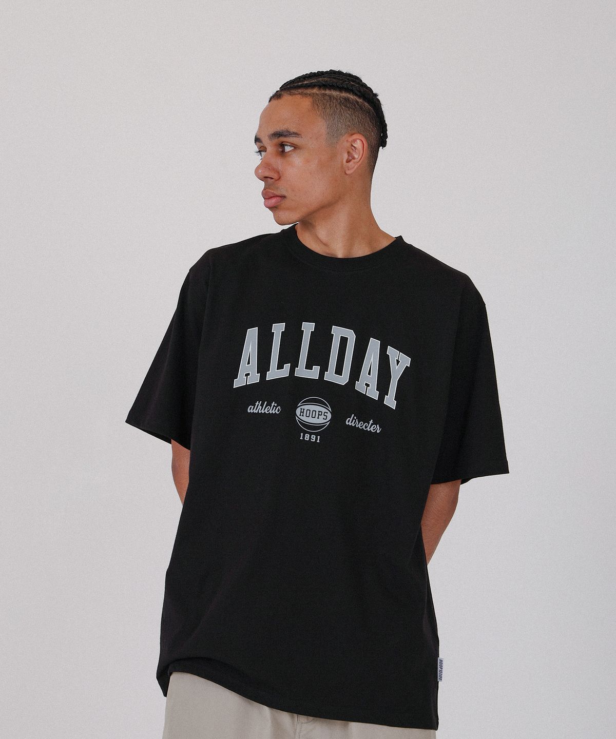 올데이훕스(ALL DAY HOOPS) 올데이 아치로고 반팔티 블랙