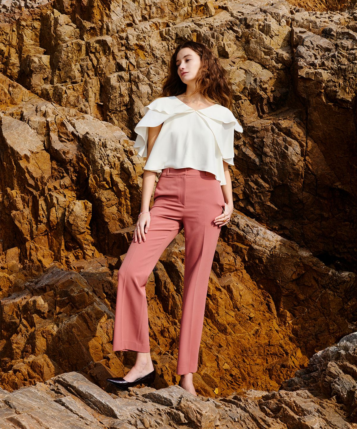 아이스가든에이오공팔(ICE GARDEN A.508) Flared Trousers_Terra Cotta