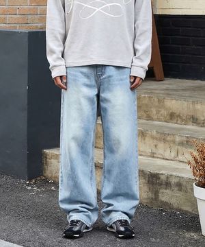 데이지 와이드 워싱 데님 팬츠 2 Color [ULZD_0012]