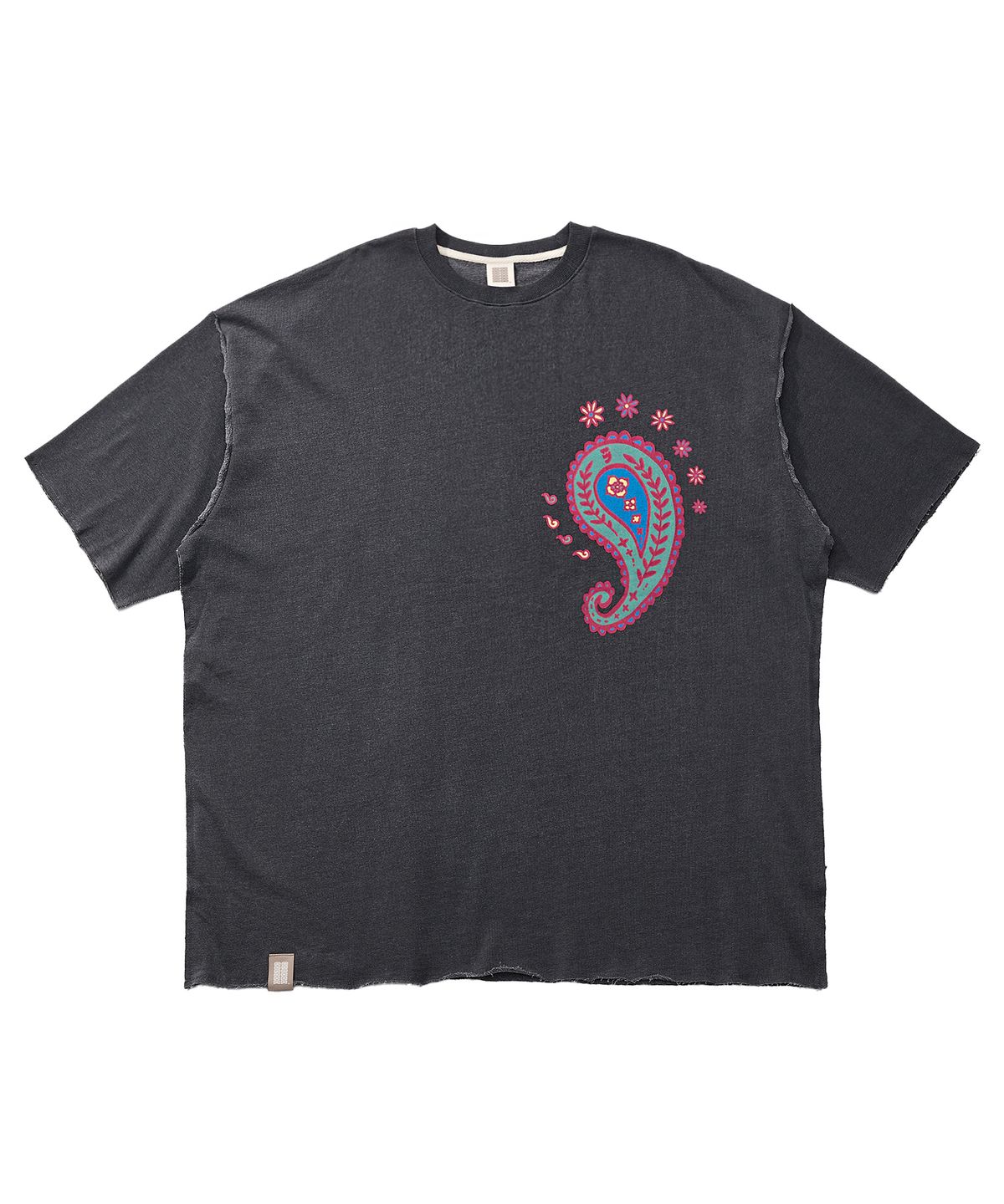 어낫띵(A NOTHING) PAISLEY PRT. CUT-OUT 1/2 TEE (Charcoal)