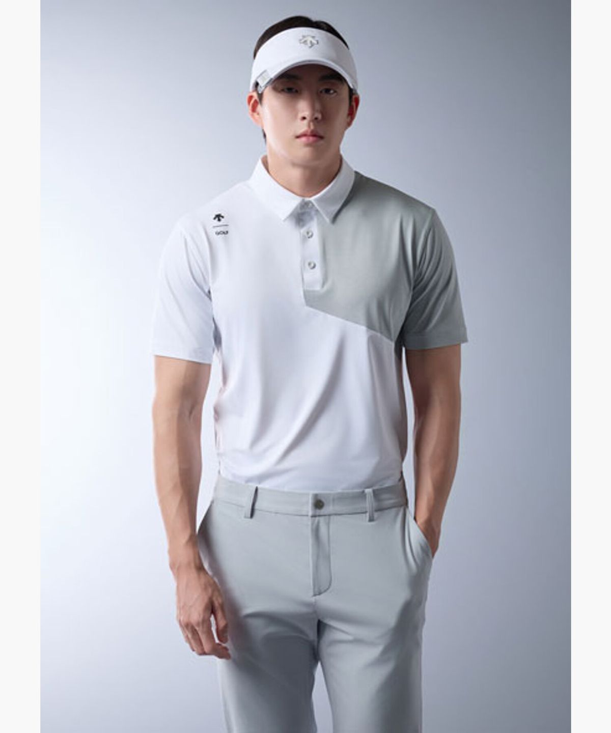 데상트 골프(DESCENTE GOLF) 남성 소매 컬러블럭 반팔 티셔츠 (DQ22MFTS4C)