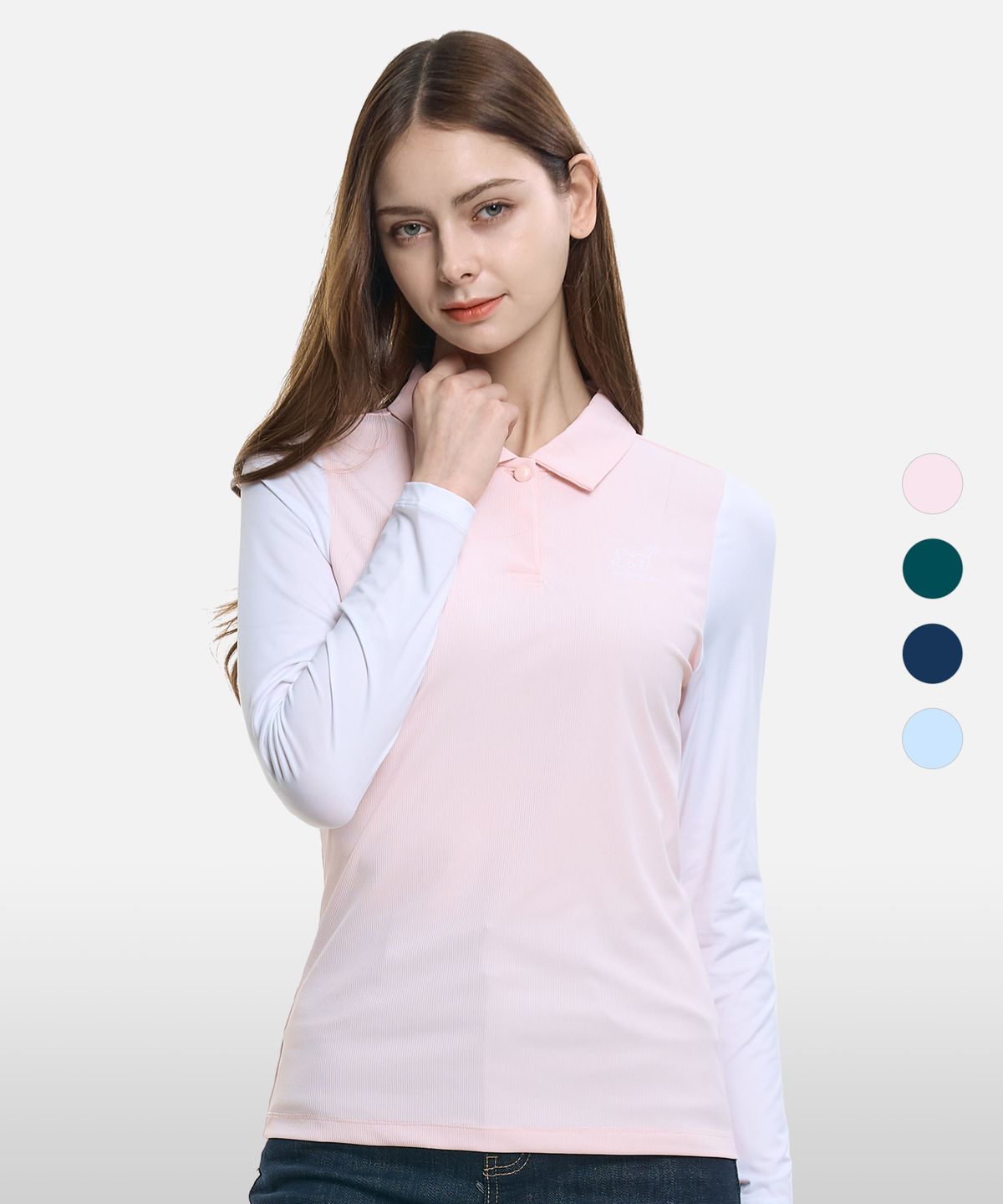 투엘라(2ELA) 러블리샷 여성 소매배색 긴팔 카라 티셔츠(M6ST01) 4 Colors