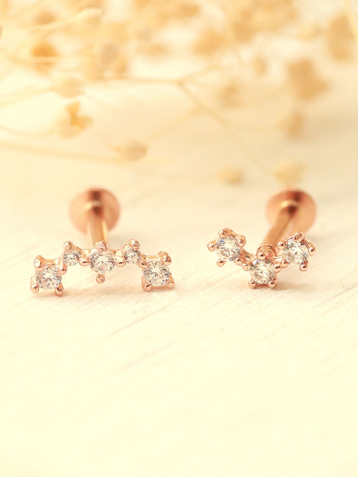 미니멀피어싱(MINIMALPIERCING) 14K 인터널 조각 큐빅 커브 라블렛 피어싱