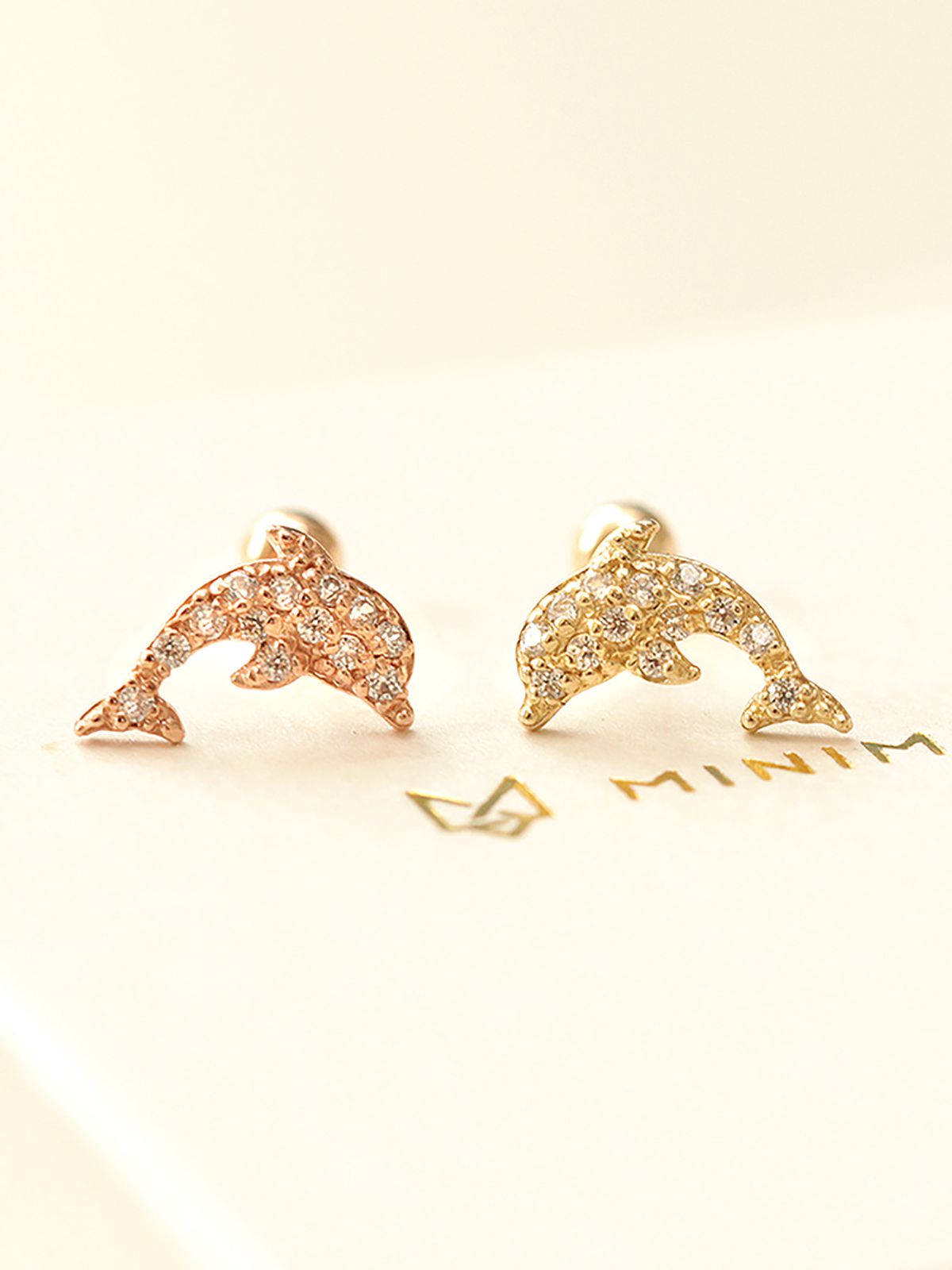 미니멀피어싱(MINIMALPIERCING) 14K 블링 돌고래 피어싱 귀걸이