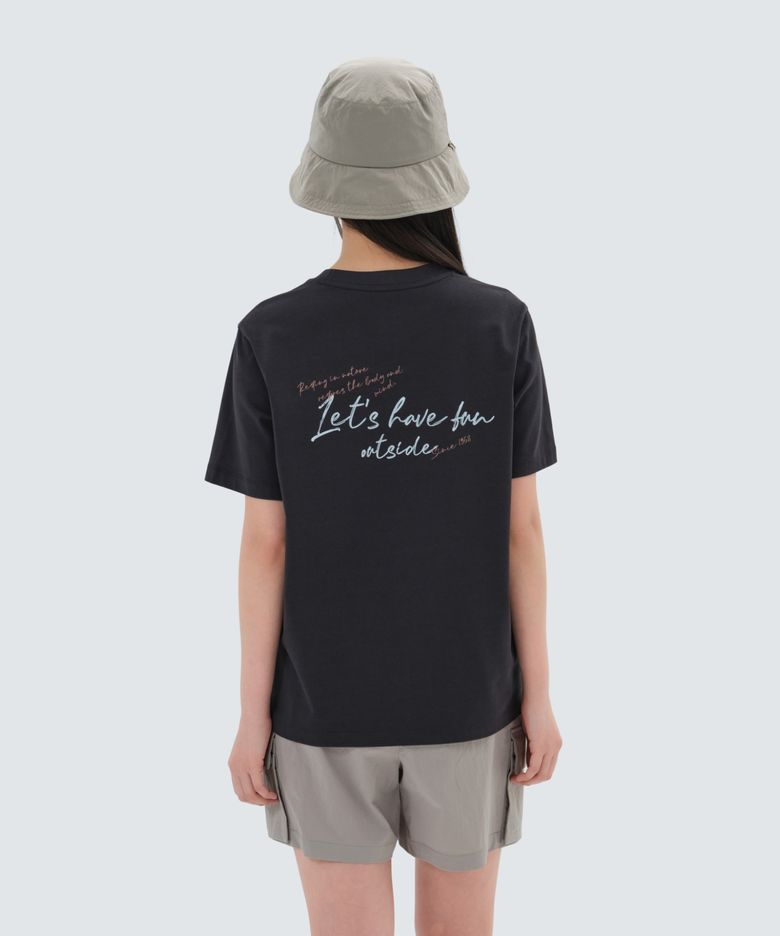 아스킨 여성 레터링 반팔 티셔츠 (S25MWFTS85) Dark Navy