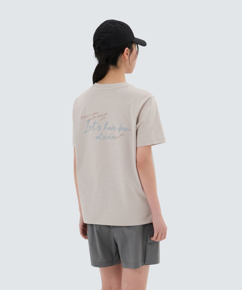 아스킨 여성 레터링 반팔 티셔츠 (S25MWFTS85) Sand Beige