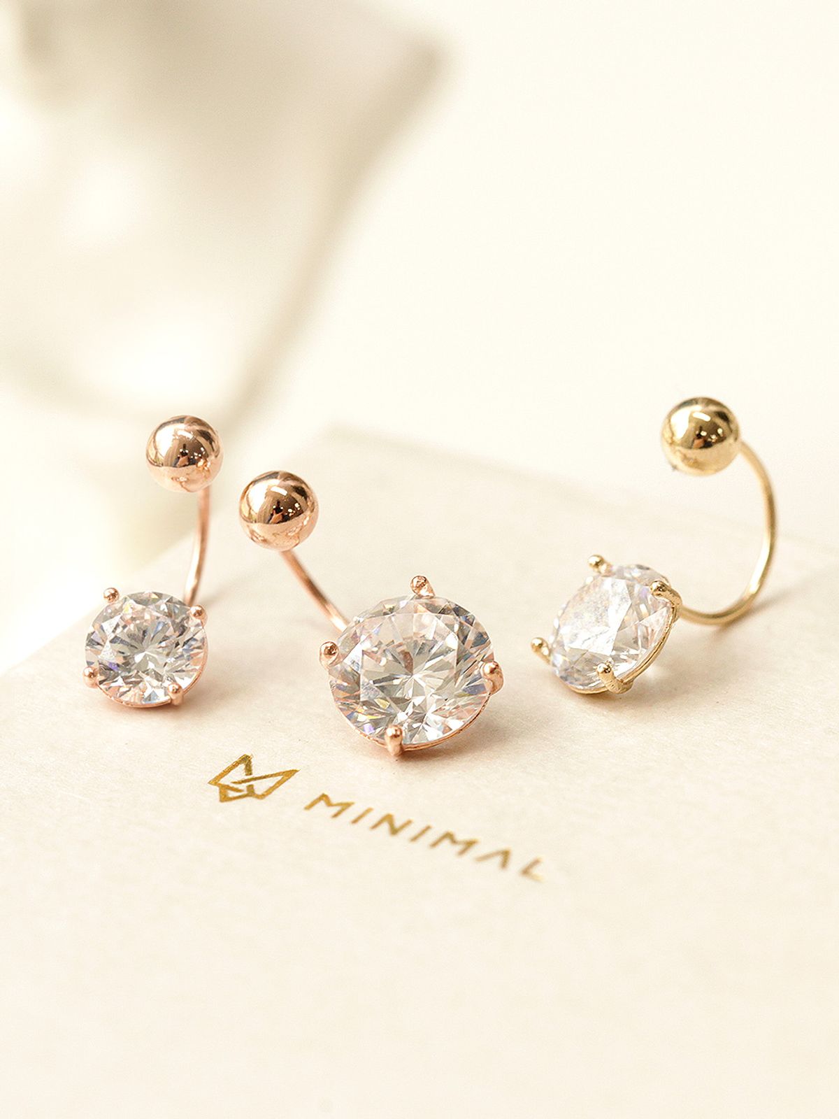 미니멀피어싱(MINIMALPIERCING) 14K 큐빅 피어싱 귀걸이 배꼽피어싱 6mm,7mm,8mm