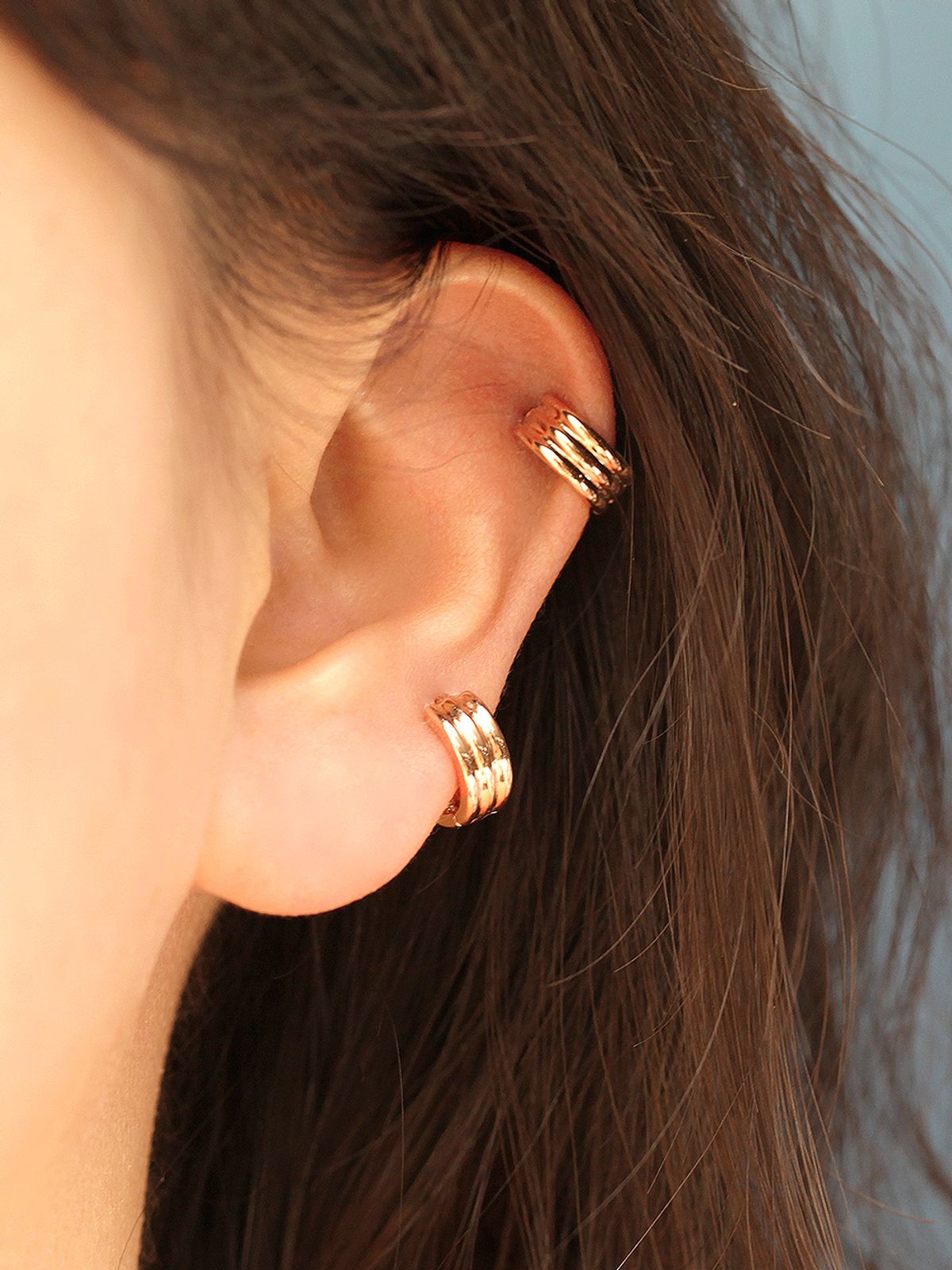 미니멀피어싱(MINIMALPIERCING) 14K 미니 세줄 볼드 원터치 링피어싱 귀걸이