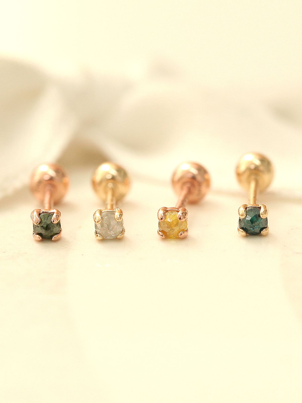 미니멀피어싱(MINIMALPIERCING) 14K 데일리 러프다이아 피어싱 귀걸이 2mm