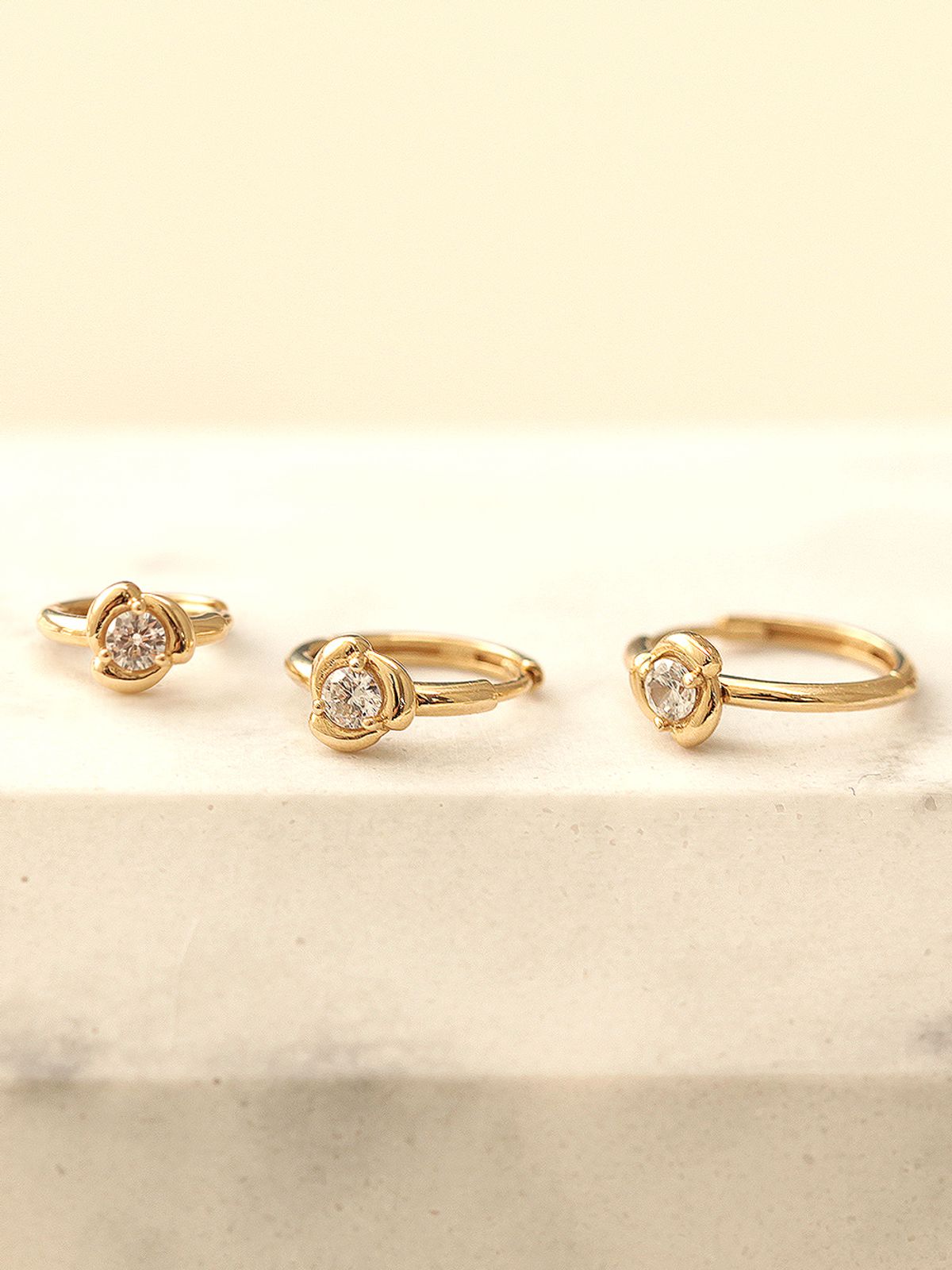 미니멀피어싱(MINIMALPIERCING) 14K 로즈 큐빅 원터치 링 귀걸이