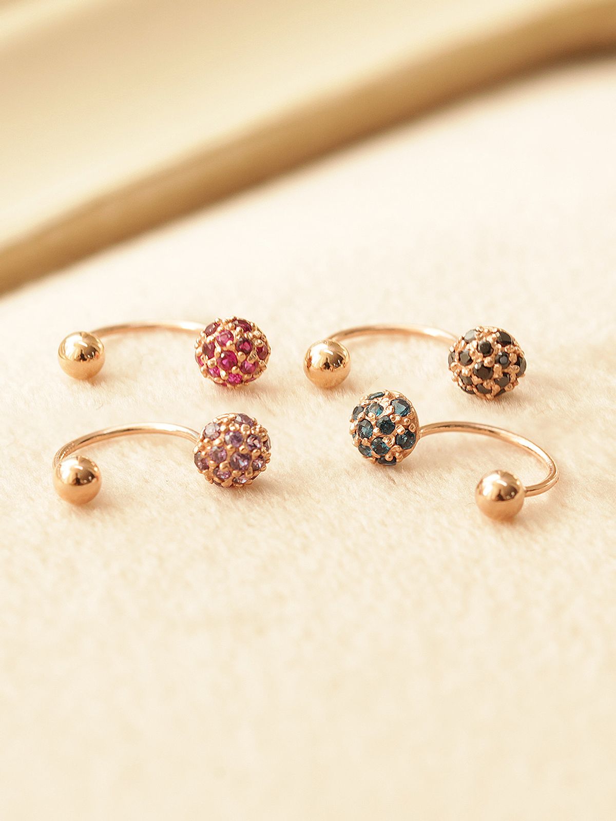 미니멀피어싱(MINIMALPIERCING) 14K 큐빅볼 커브 피어싱, 트라거스 피어싱