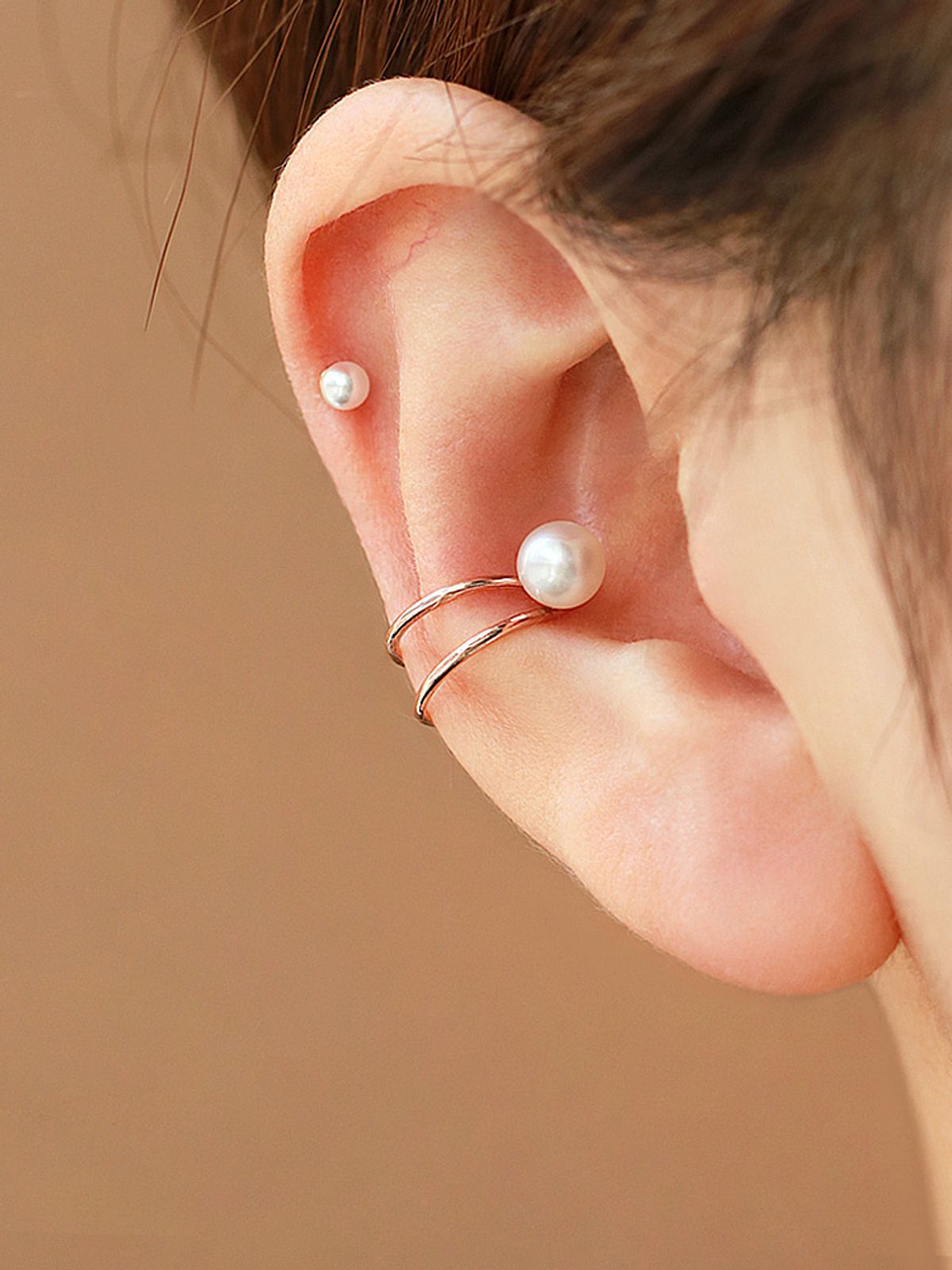 미니멀피어싱(MINIMALPIERCING) 14K 담수 진주 이어커프 귀찌 귀걸이