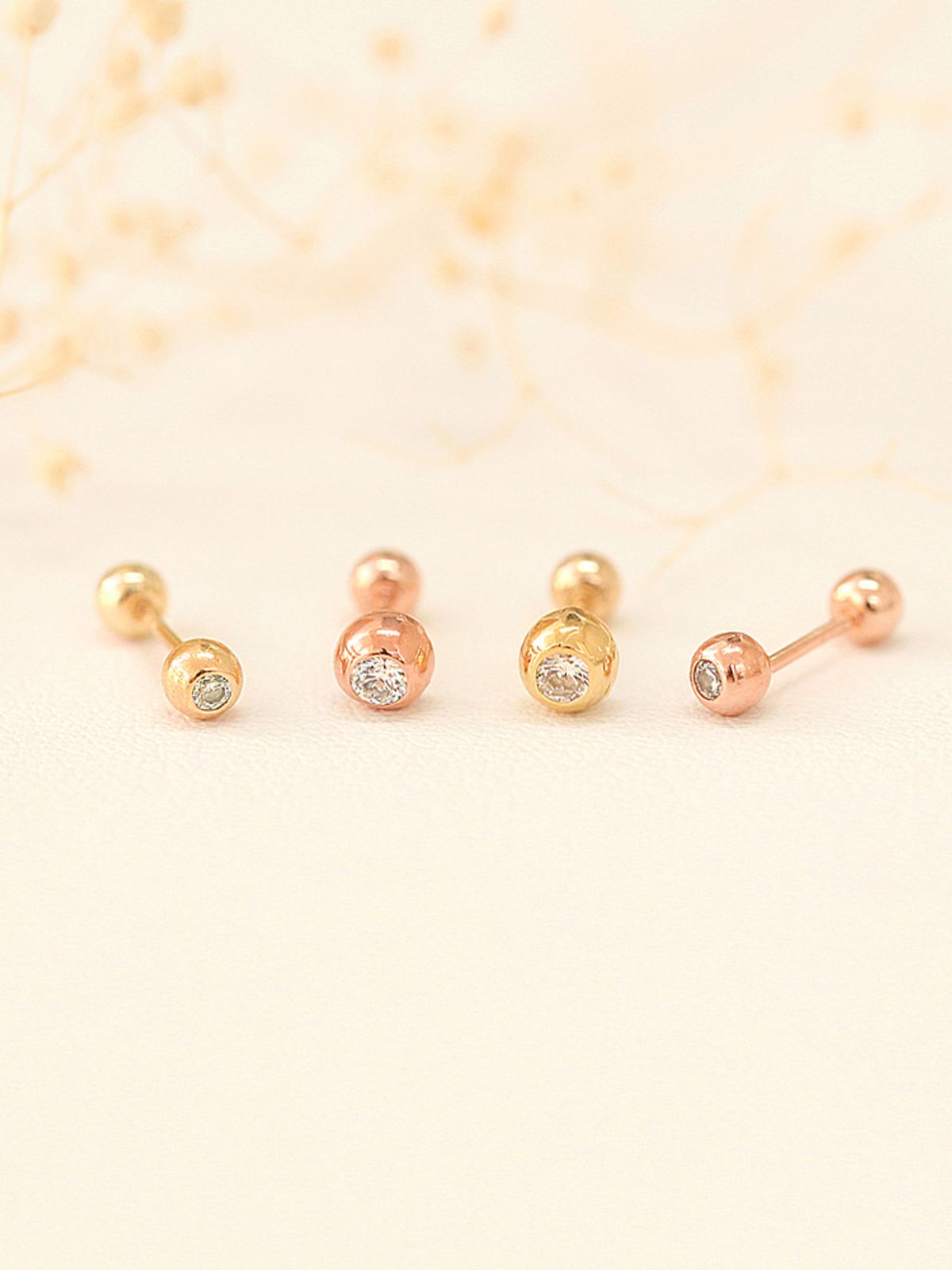 미니멀피어싱(MINIMALPIERCING) 14K 큐빅 볼 피어싱 귀걸이