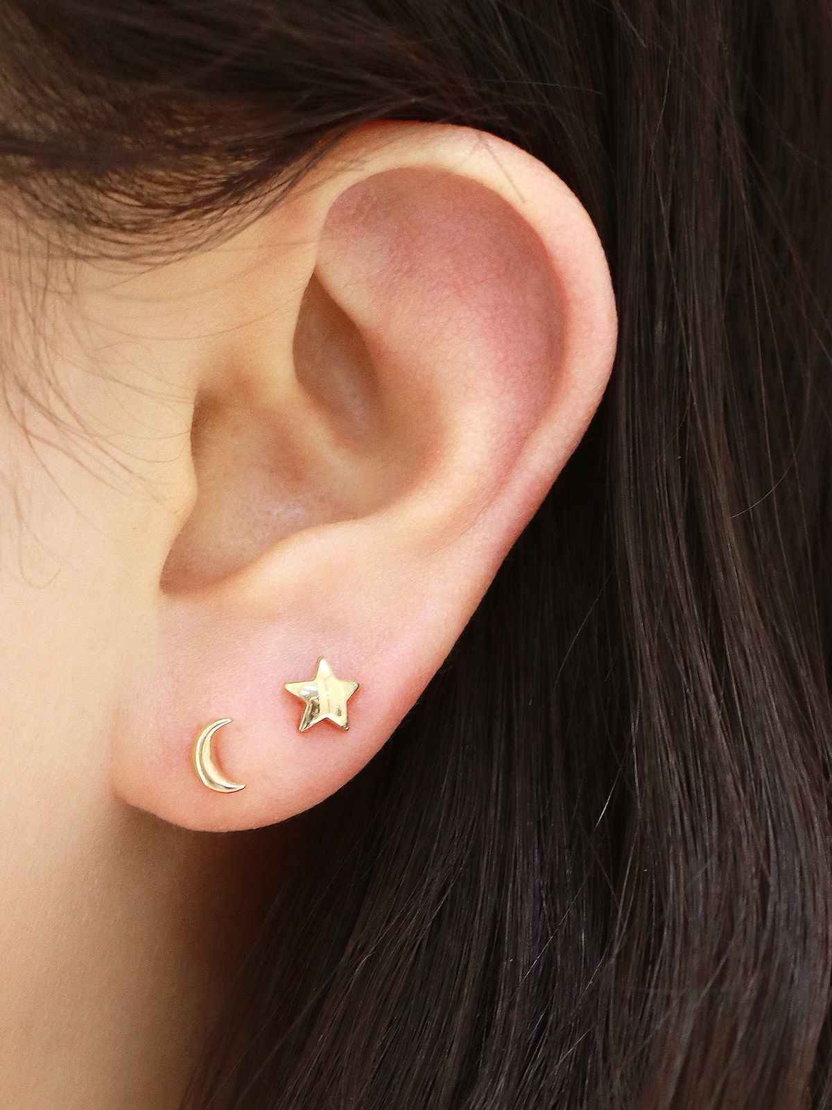 미니멀피어싱(MINIMALPIERCING) 14K 통통 달 별 피어싱 귀걸이