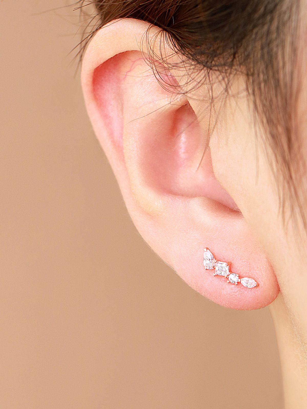 미니멀피어싱(MINIMALPIERCING) 14K 리프 큐빅 피어싱 귀걸이