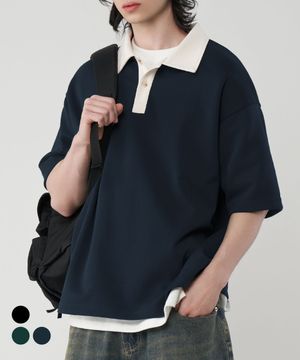 시티보이 오버핏 럭비 카라 반팔 티셔츠 3Color