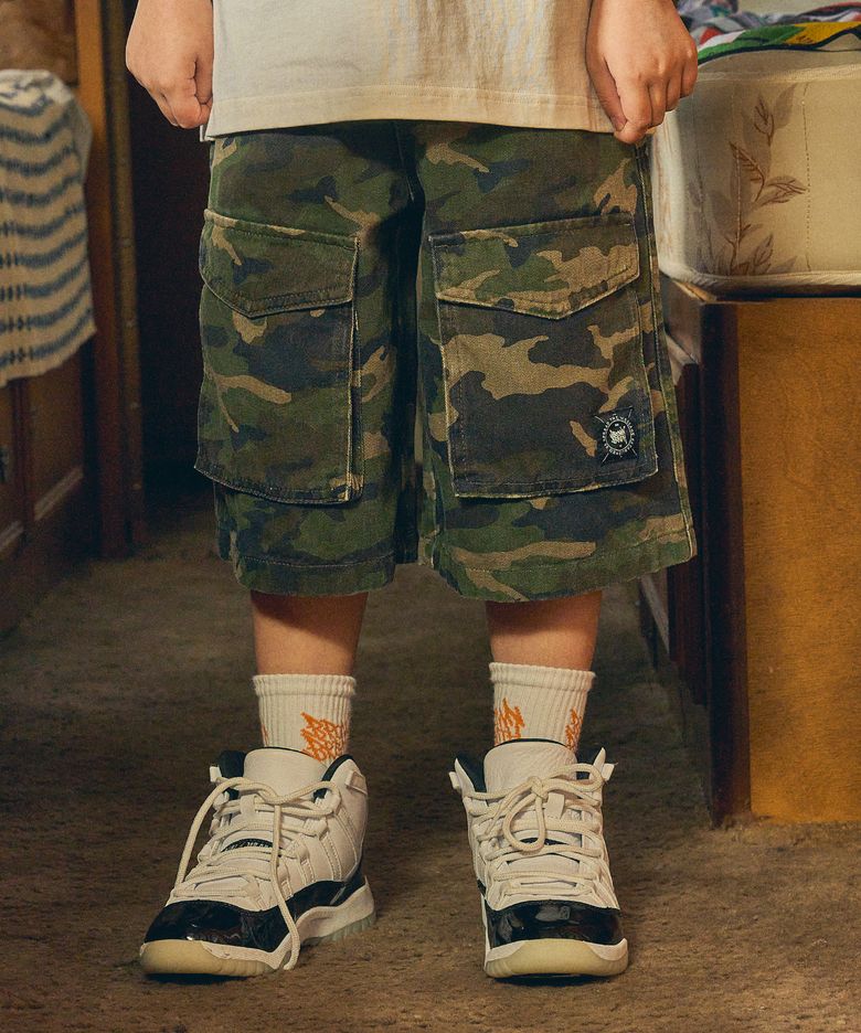 KIDS CAMO BERMUDA PANTS - KHAKI