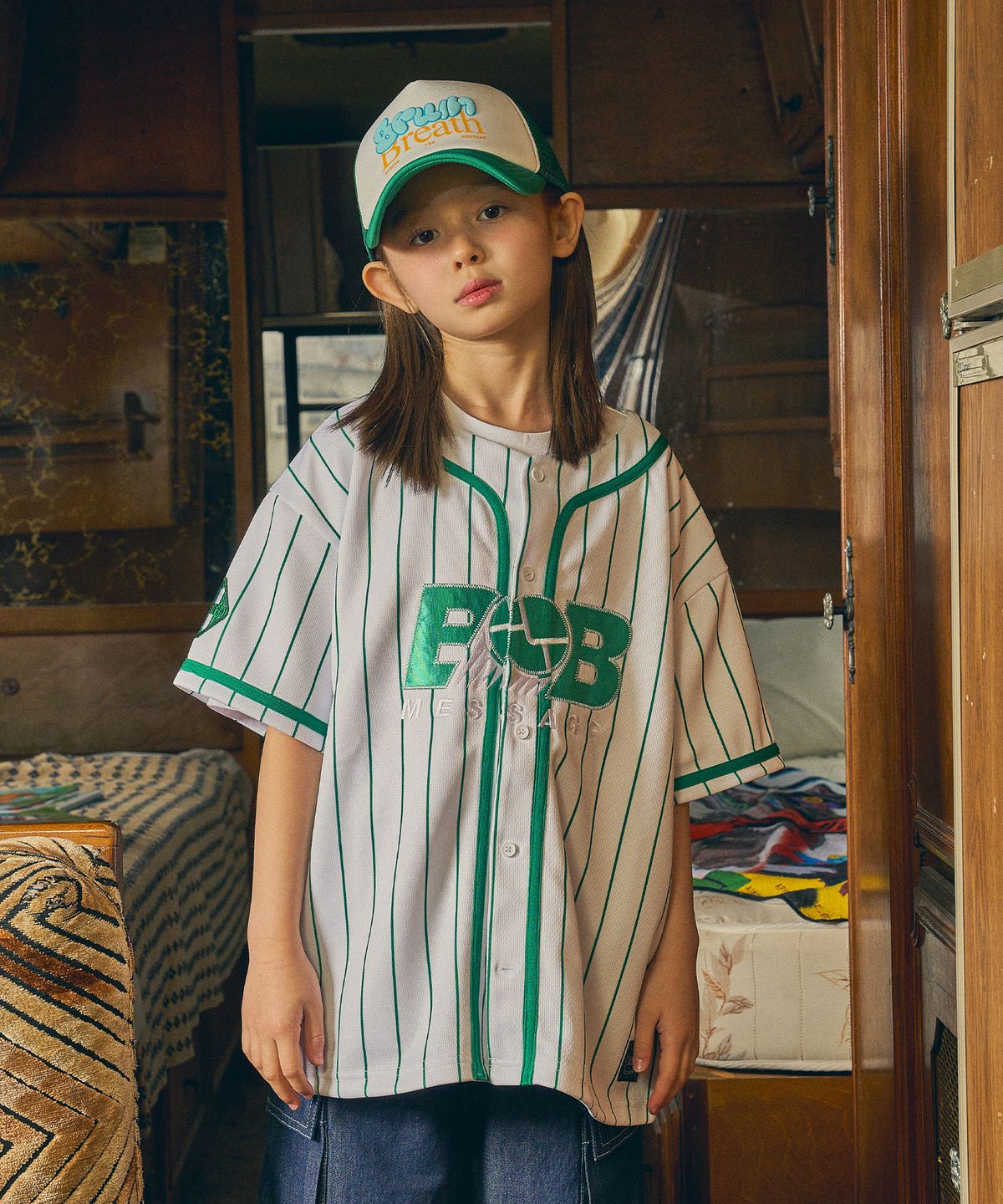 브라운브레스 키즈(BROWNBREATH KIDS) KIDS BB BASEBALL SHIRTS - WHITE